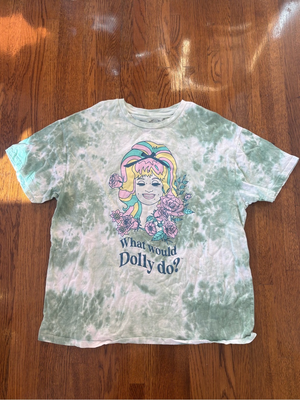 Dolly Parton What Would Dolly Do? Green Tie-Dye Graphic Tee